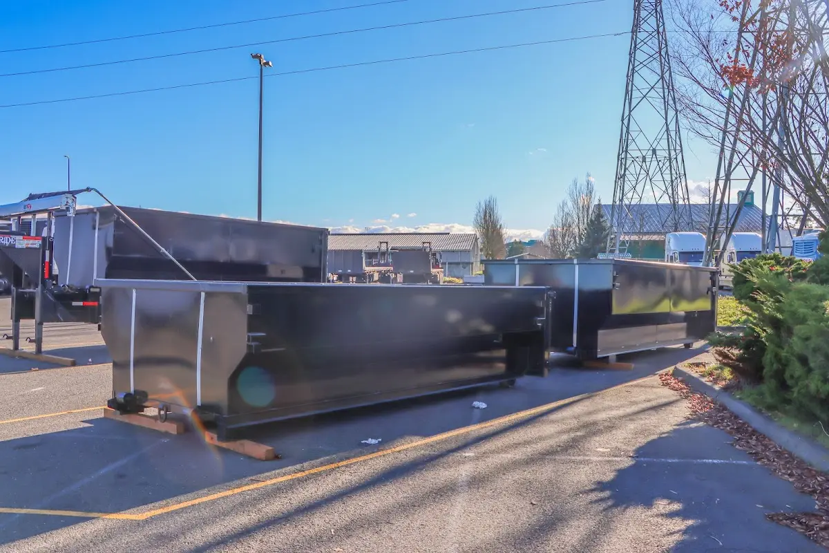 Roll-off dumpster ready for waste disposal at job site for 6 Yard Dumpster Rental in Eureka